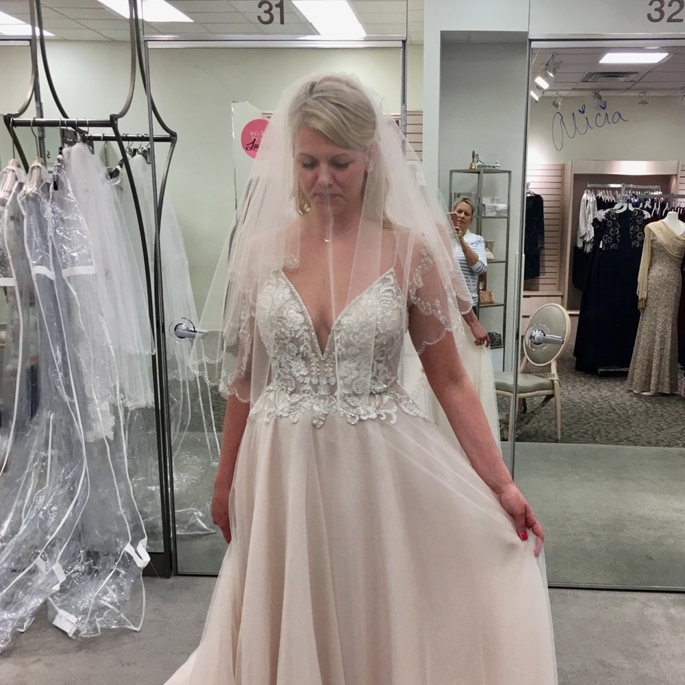 Champagne VEIL 2Tier w/scallop edge David’s bridal